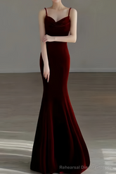 Sexy Mermaid Long Burgundy Prom Dress Evening Dresses